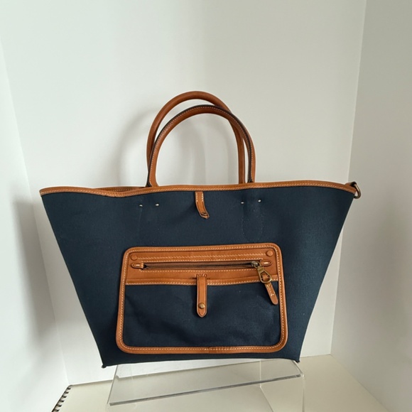 EUC POLO RALPH LAUREN Canvas Bellport Medium Tote Carolina Sky Blue - Picture 10 of 14